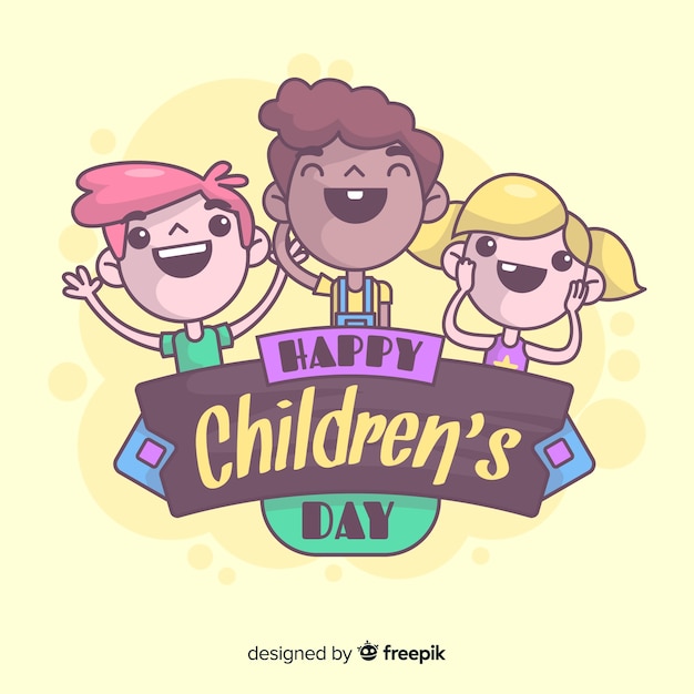 Free vector smiling kids childrens day background