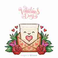 Free vector smiling letter valentine's day background