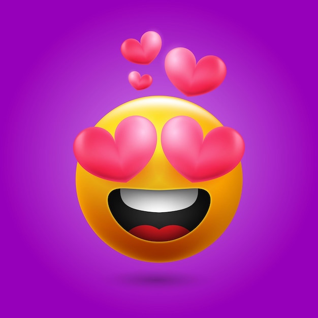 Vettore gratuito sorridente emoji amorevole per i social media