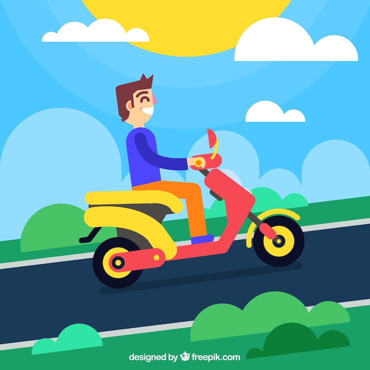 मुफ़्त वेक्टर smiling man riding electric scooter