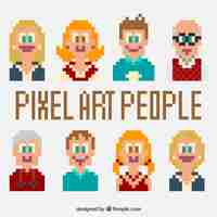 Free vector smiling nice pixelated characters