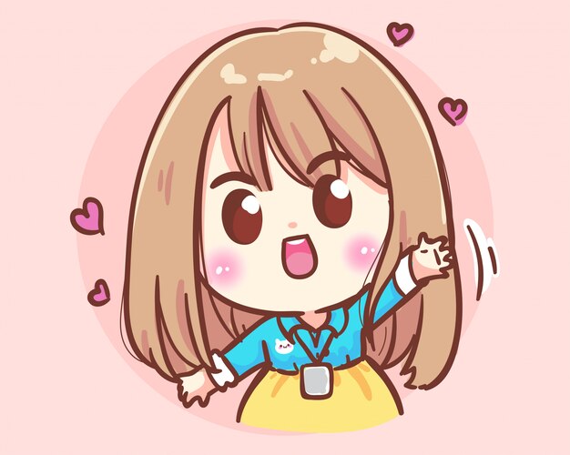 若い女の子は何か漫画のイラストを祈る 無料のベクター