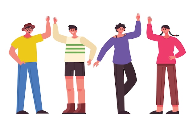 Free vector smiling people giving high five