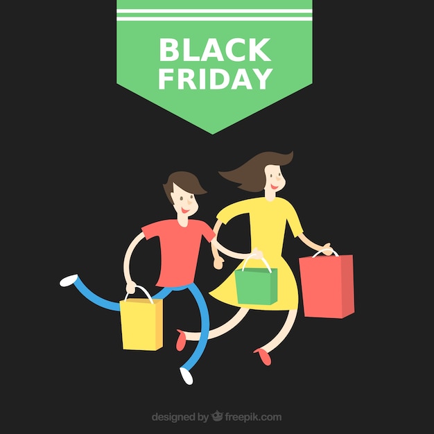 Free vector smiling people holding shopping bags for black friday