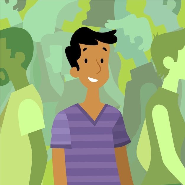 Free vector smiling person in crowd