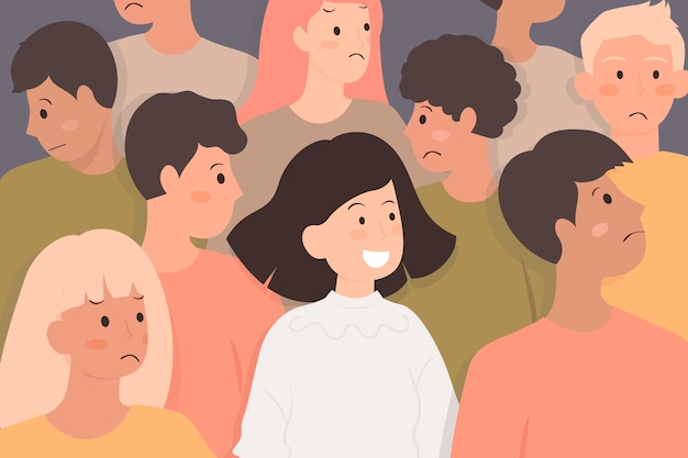 Free vector smiling person in crowd