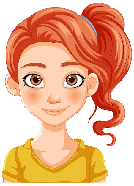 Smiling redhead girl vector portrait