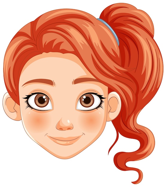 Векторный портрет улыбающейся рыжеволосой девушки