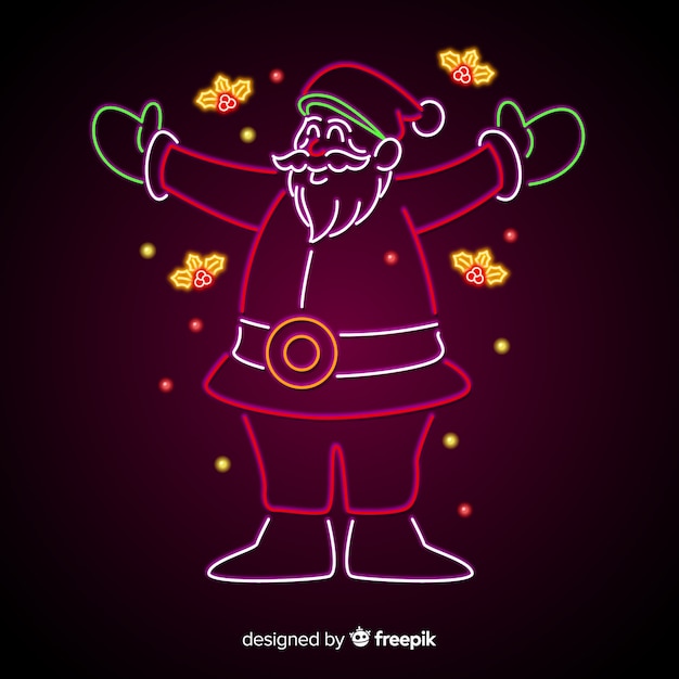 Smiling santa claus neon sign