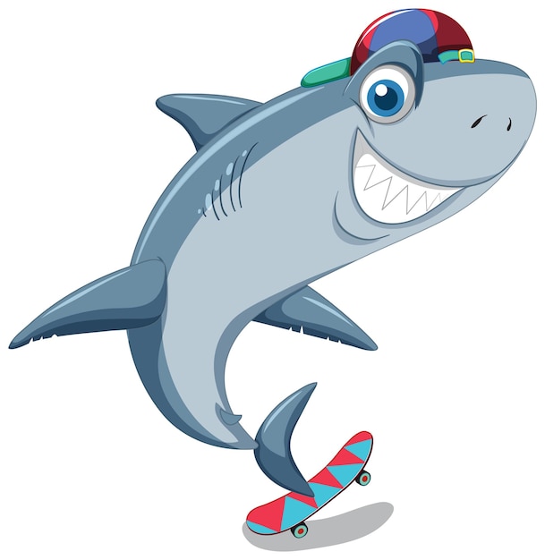 Бесплатное векторное изображение Улыбающаяся акула мультипликационный персонаж