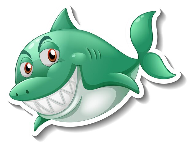 Smiling shark cartoon sticker