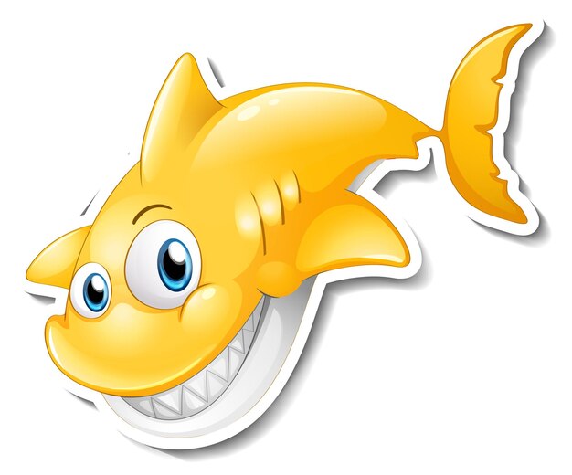 Smiling shark cartoon sticker