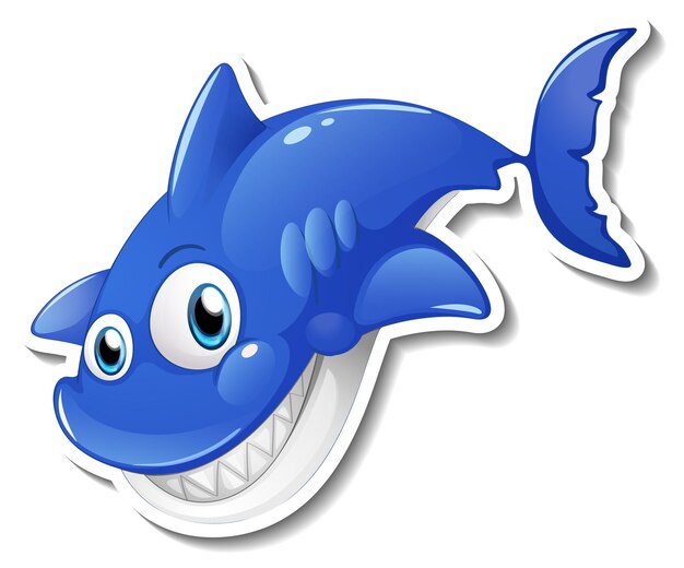 Smiling shark cartoon sticker