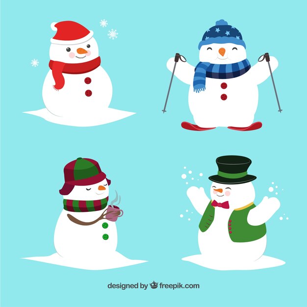 Smiling snowman character with winter accessories