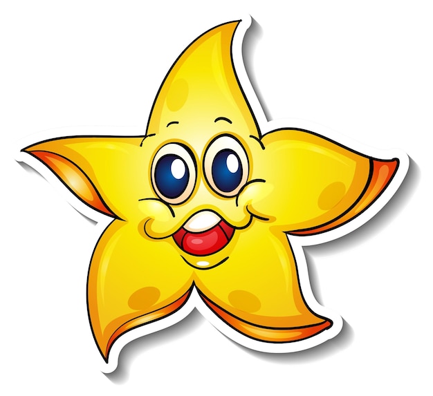 Vettore gratuito adesivo cartone animato sorridente con stelle marine animali