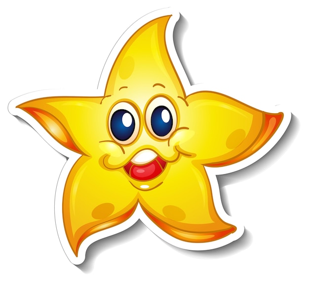 Vettore gratuito adesivo cartone animato sorridente con stelle marine animali