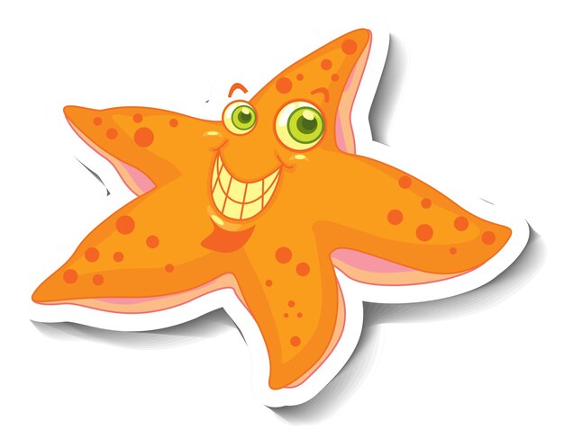 Smiling starfish animal cartoon sticker