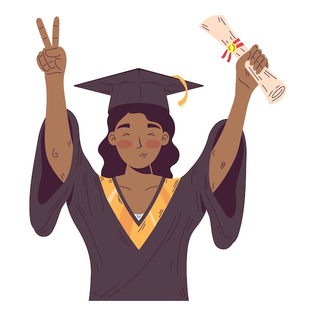 Free vector smiling student holds diploma