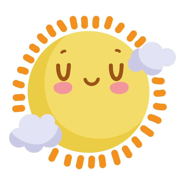 Smiling sun cartoon brings summer fun and happiness icon