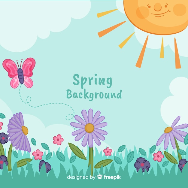 Free vector smiling sun spring background