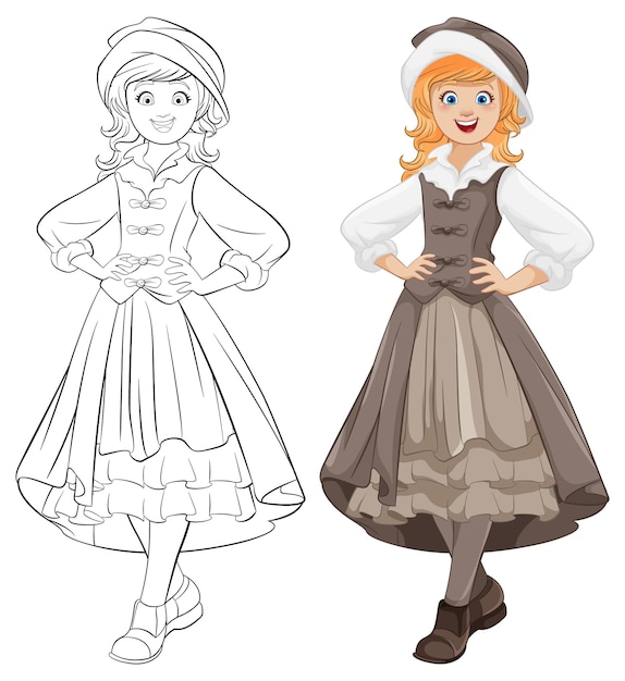 Free vector smiling woman in austrian traditional outfit