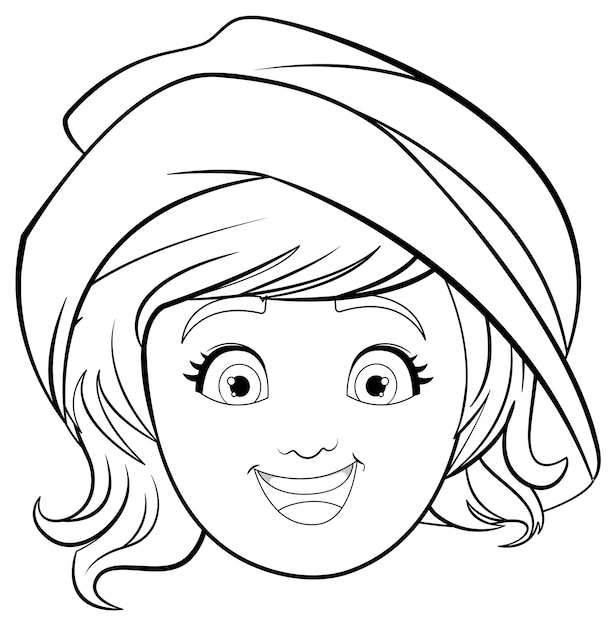 Smiling woman outlined in vector art