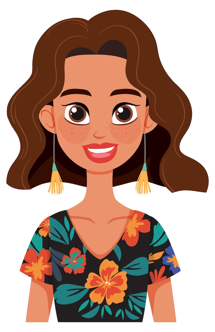 Free Vector smiling woman with floral dress