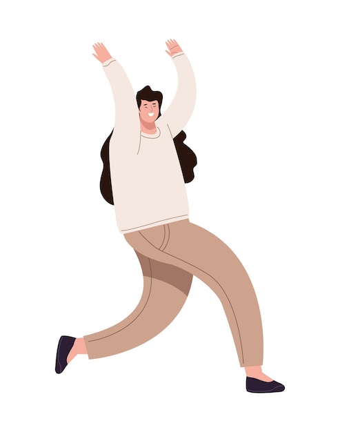 Бесплатное векторное изображение Улыбающаяся молодая женщина прыгает иконка изолирована