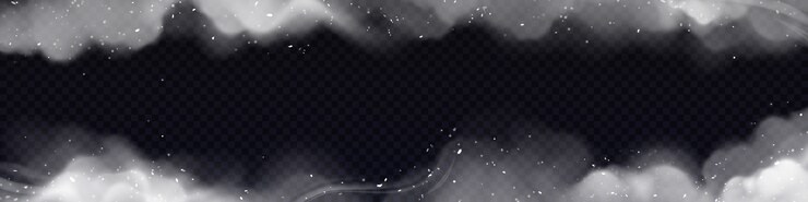 無料Vector 煙のフレーム、白いスモッグ雲と透明に分離された粒子の水平方向の境界線
