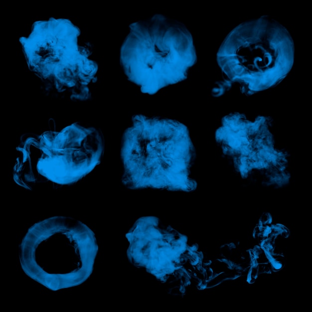연기 질감 효과 벡터, 파란색 디자인 모음