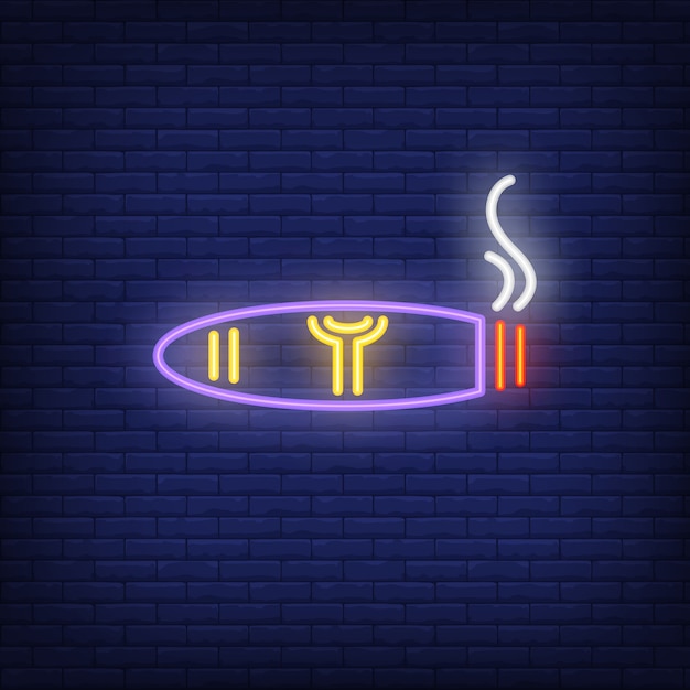 Free vector smoking cigar neon sign