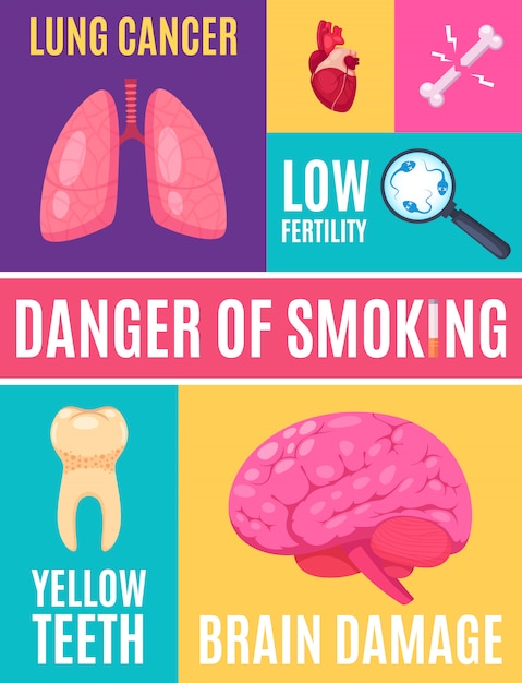 Smoking danger cartoon poster