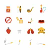 Free vector smoking icon flat set