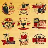 Free vector smoking tobacco label set in color