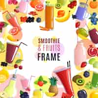 Free vector smoothie and fruits frame