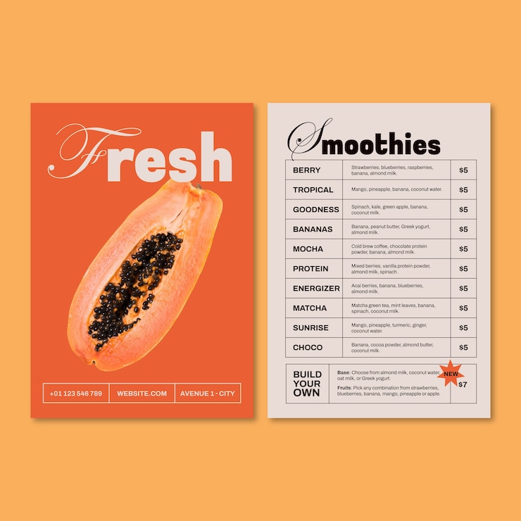 Free Vector smoothie menu template design