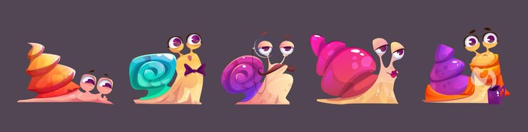 Free Vector snail cartoon character set