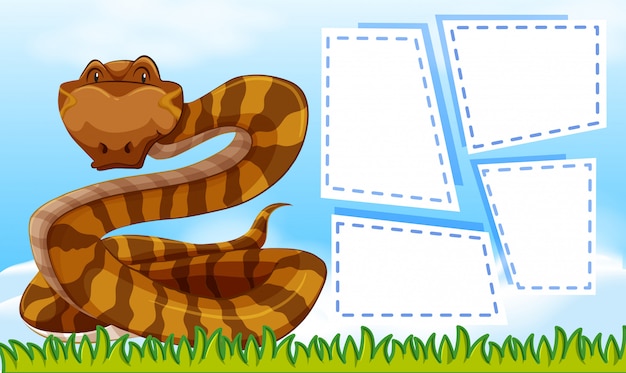 Free vector a snake on blank note frames