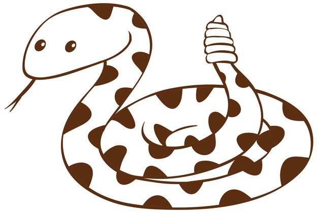 Snake in doodle simple style on white background