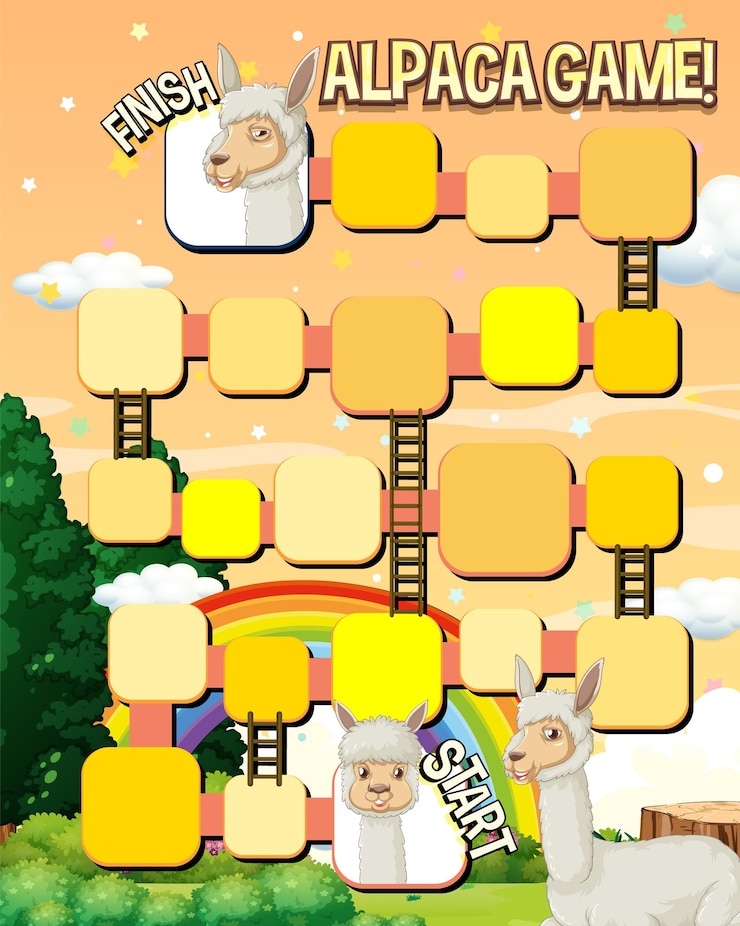 Free Vector a snake ladder alpaca game template