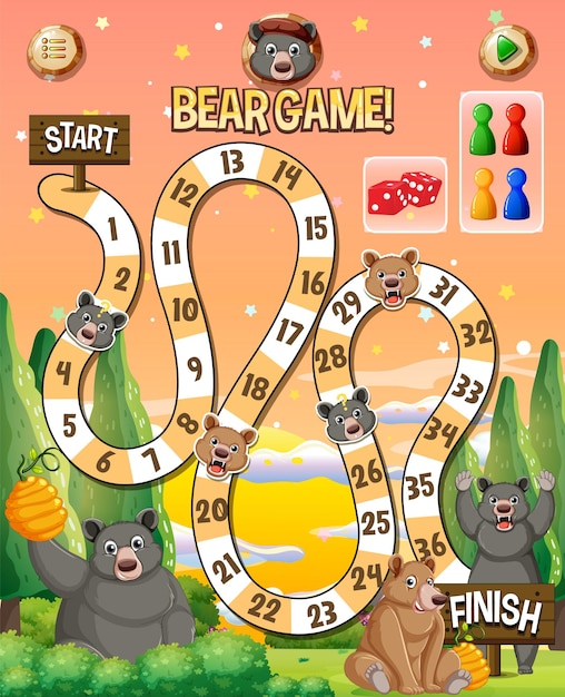 A snake ladder bear game template