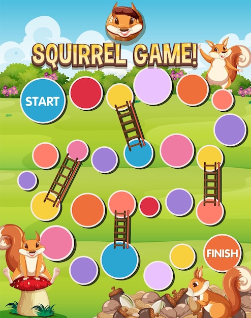 A snake ladder squirrel game template