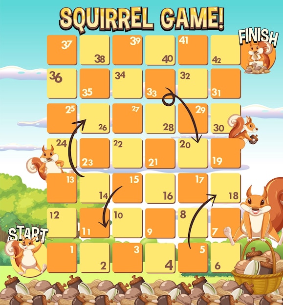 Free vector a snake ladder squirrels game template