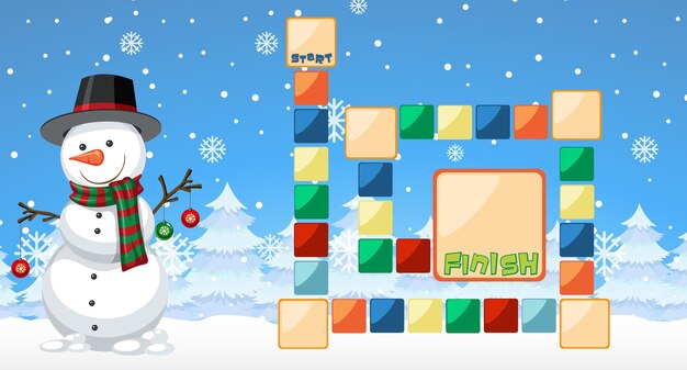 クリスマスをテーマにした蛇と梯子のゲームテンプレート