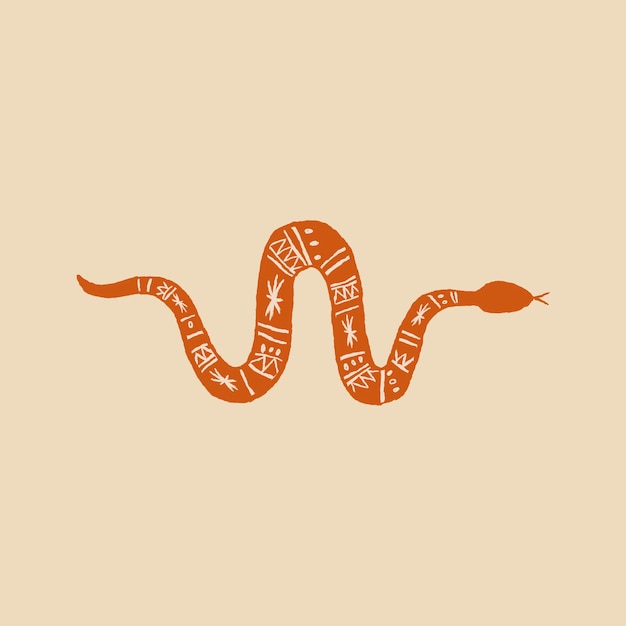 Snake Logo Vector Hand Drawn in Orange