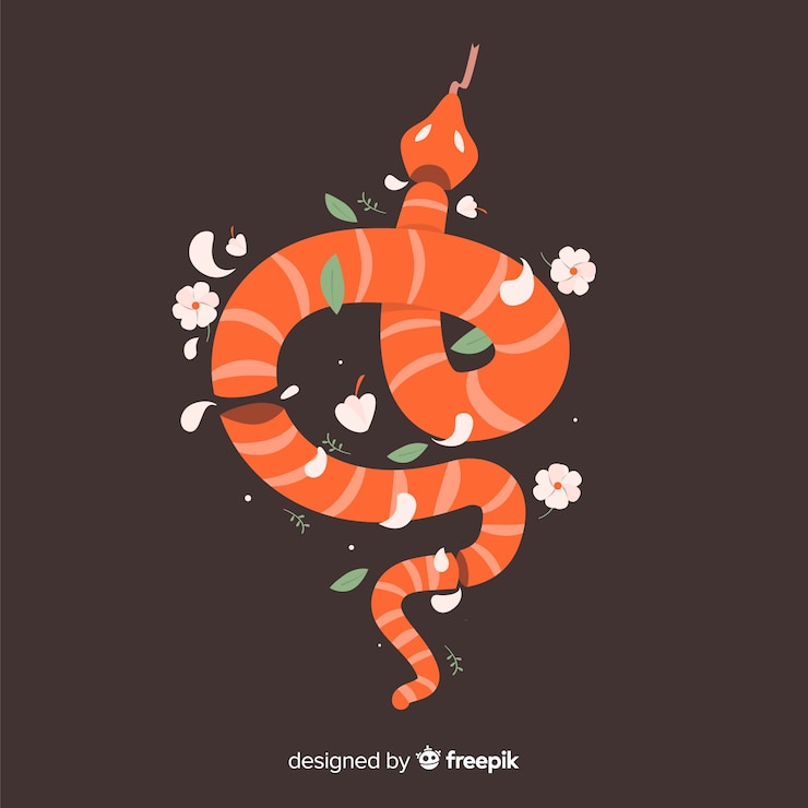 Free Vector snake with flowers illustration