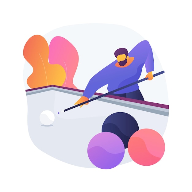 Free vector snooker abstract concept vector illustration. world snooker live schedule, biliard cue stick, pool game, recreational sport, professional sport, equipment rental, buy table abstract metaphor.