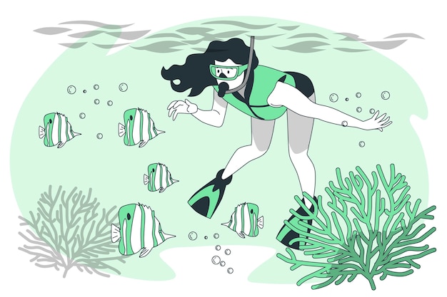 Free vector snorkeling concept illustration