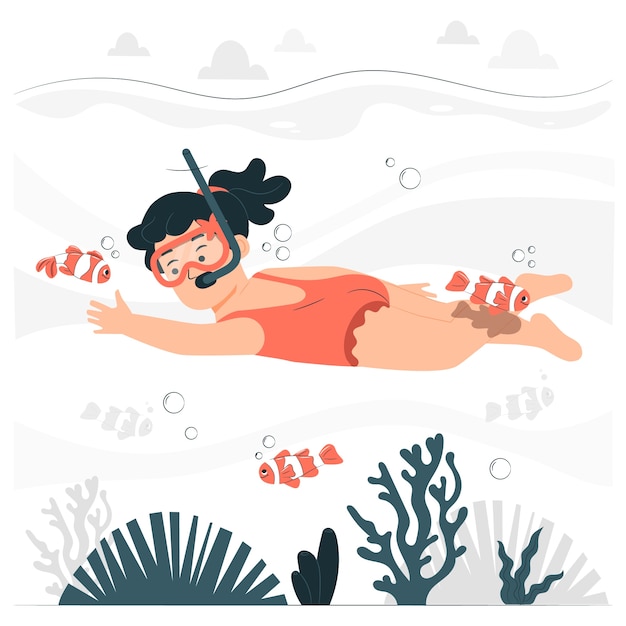 Free vector snorkeling concept illustration