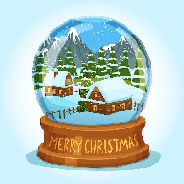 Snow globe merry christmas card